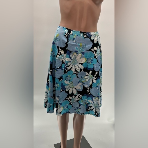 Citrine Blue and Black Midi A-Line Skirt - Size 2 - Picture 5 of 11